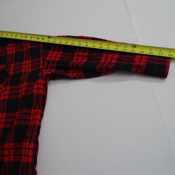 Rosette Red Black Plaid Long Sleeve Button Up Flannel Shirt Women Size L Pockets - Picture 11 of 13